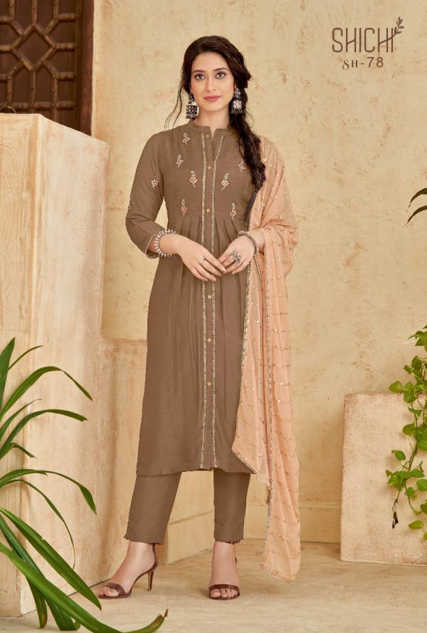 Shichi Fanaa Self Pattern Chinon Kurti With Bottom Dupatta Collection